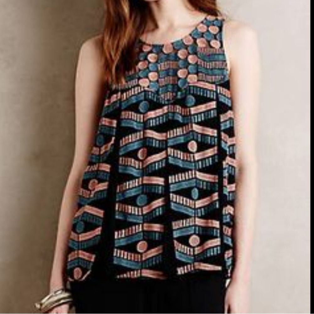 Akemi + Kin Embroidered Sheer Tank XS Coquette Whimsigoth Anthro Ethereal